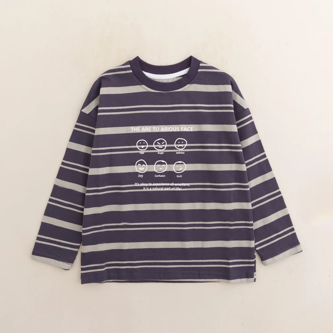 儿童T恤长袖2024秋装新款男童春秋上衣潮酷条纹BQ6223华子童装