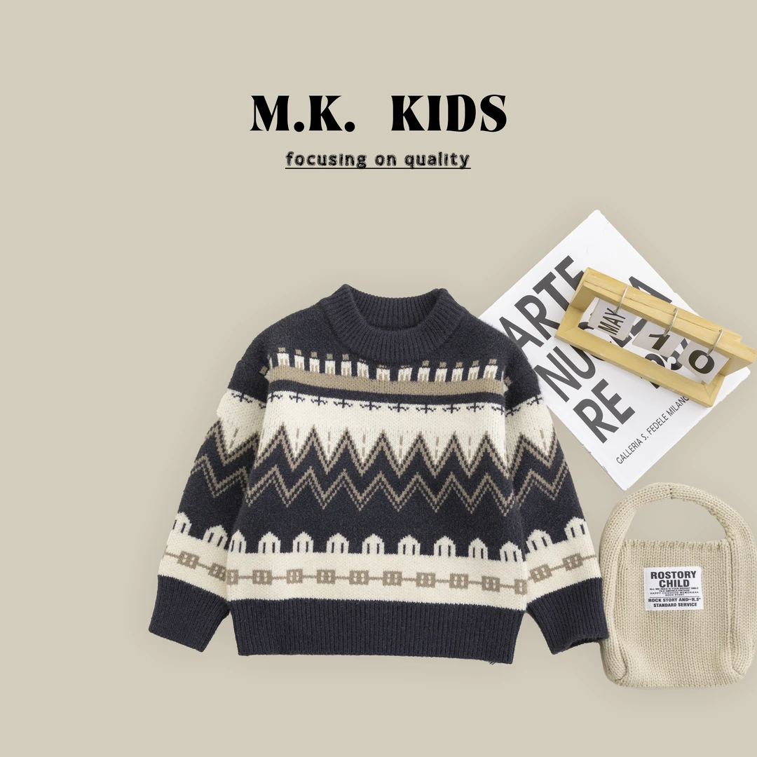 儿童冬款毛衣男童潮酷百搭针织上衣2024新款DS7326华子童装