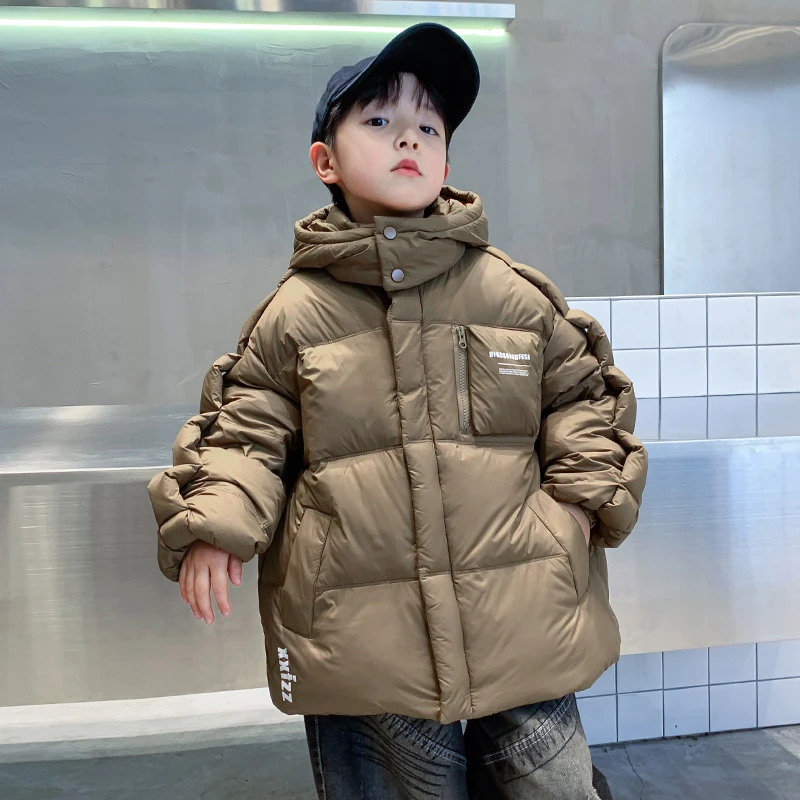 男童冬季羽绒服白鸭绒2023新款洋气儿童保暖冬装中大童加厚外套潮