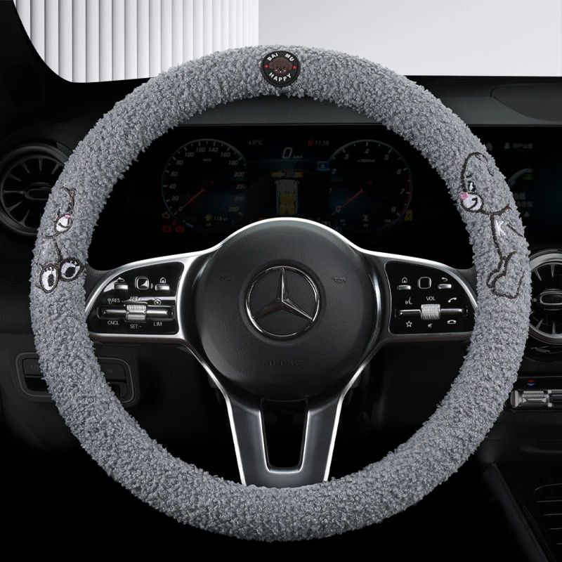 沃尔沃C40汽车方向盘套冬季长短毛绒防滑车把套通用冬天保暖男女