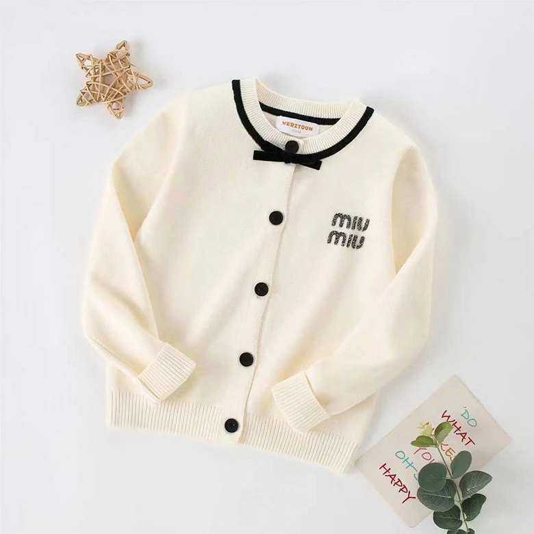 女童小香风针织开衫2024春秋装小女孩洋气毛衣外套 W124330