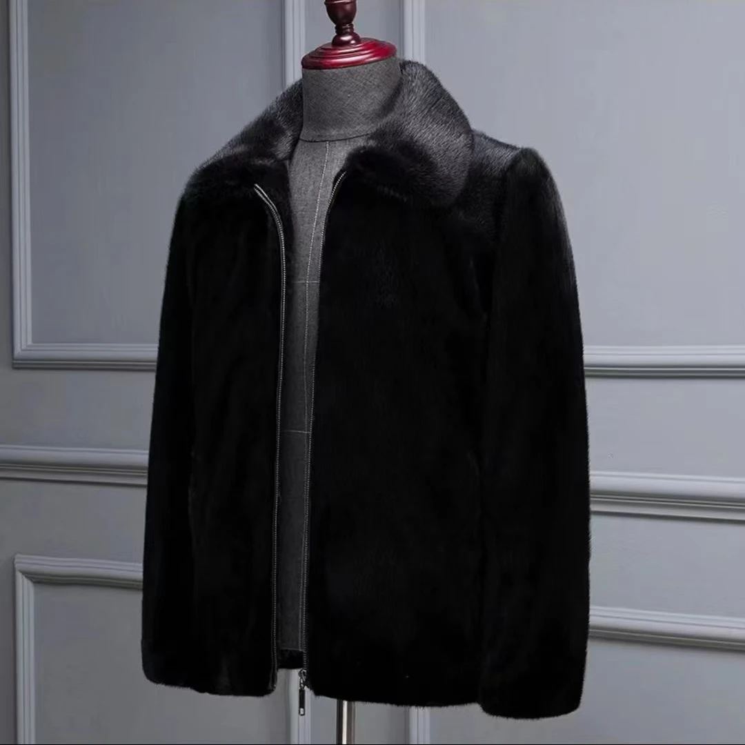 24款男貂石墨烯冬季黑色外套（翻领款）