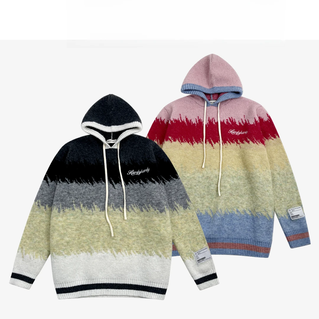 HD-396上衣情侣长袖时尚休闲连帽宽松秋冬套头撞色卫衣潮流