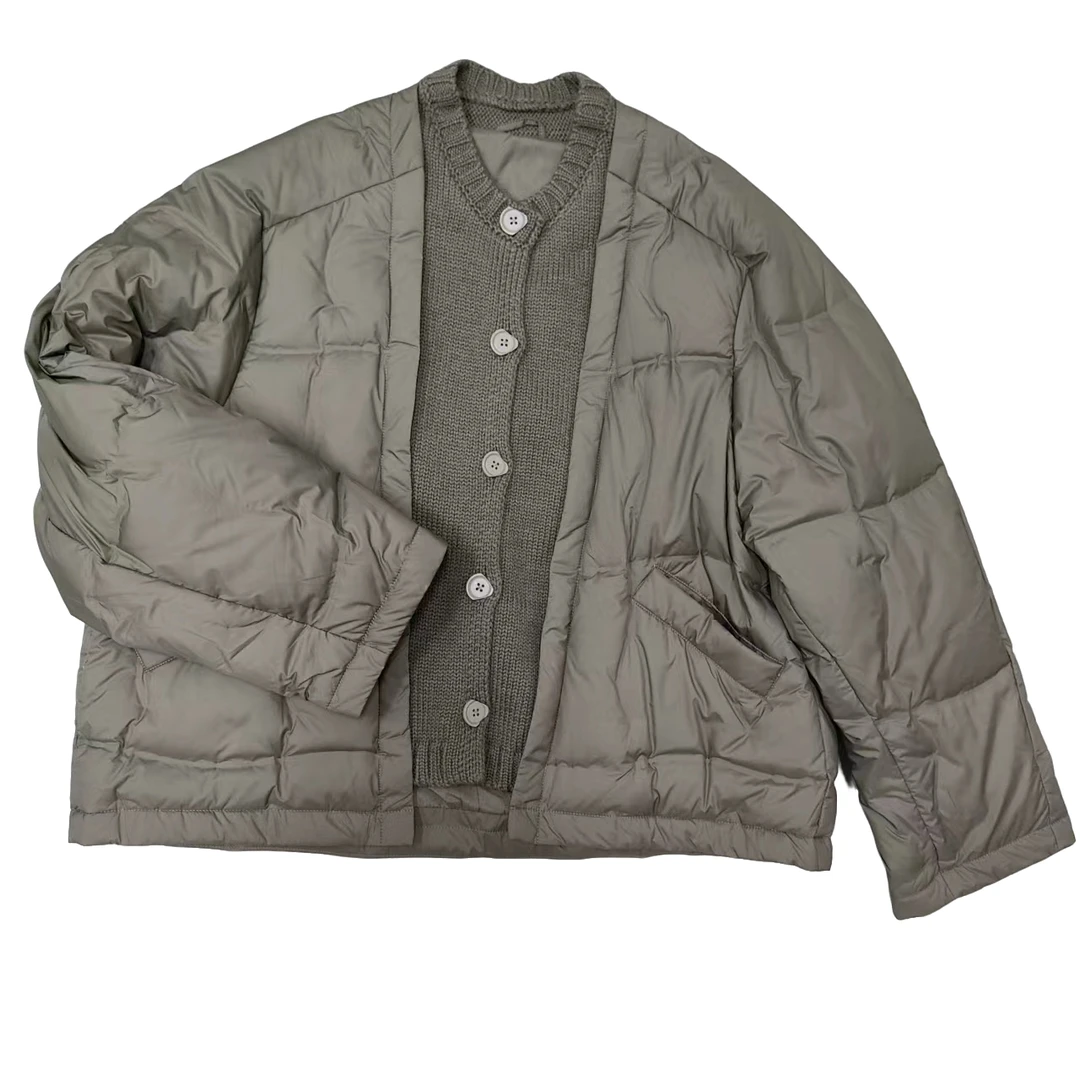 02424808针织拼接羽绒服 时尚简约个性百搭休闲舒适潮流小众减龄