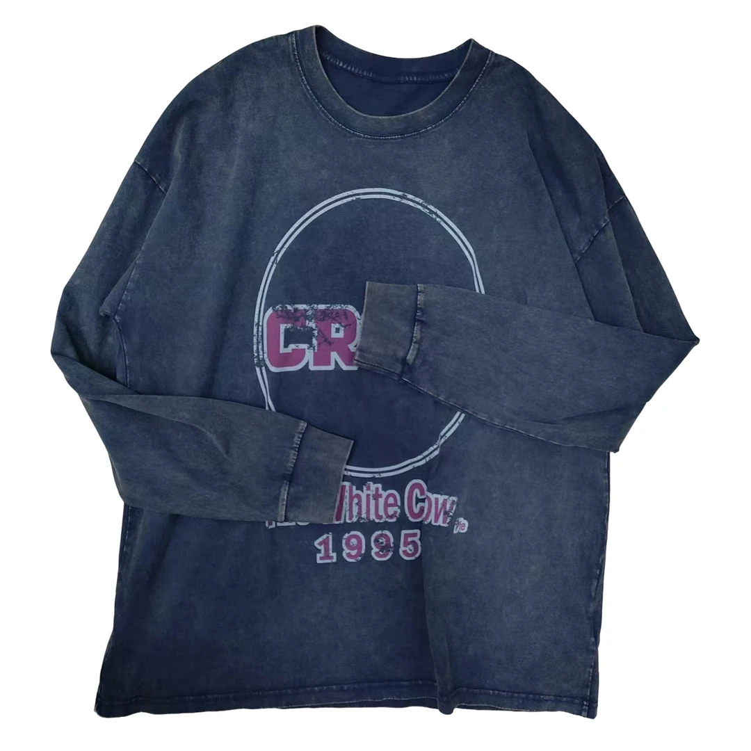 0247322字母圆领长袖卫衣T恤 时尚简约个性百搭休闲舒适宽松显瘦