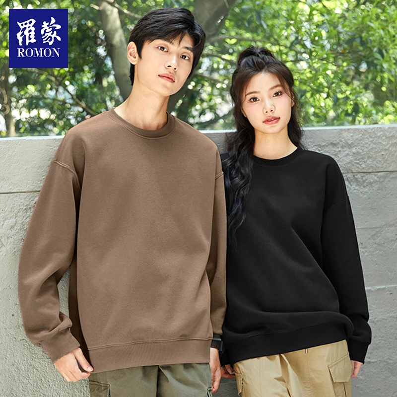 【仔仔专属】罗蒙精梳棉男女同款纯色长袖圆领卫衣上衣WY33020-0