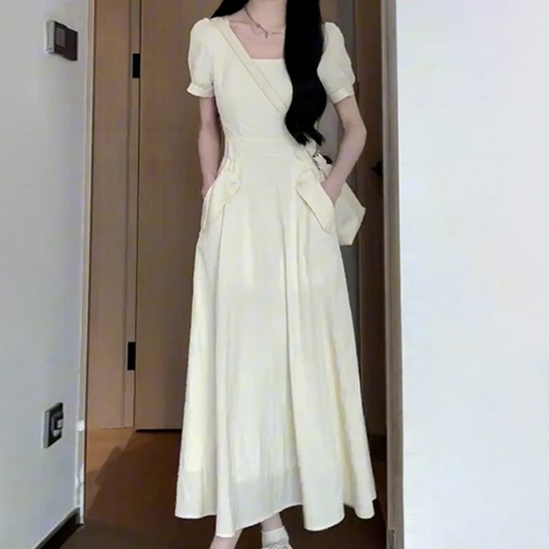 【秀秀】【有内衬】法式白色连衣裙女夏季2024新款长裙子茶歇显瘦1585