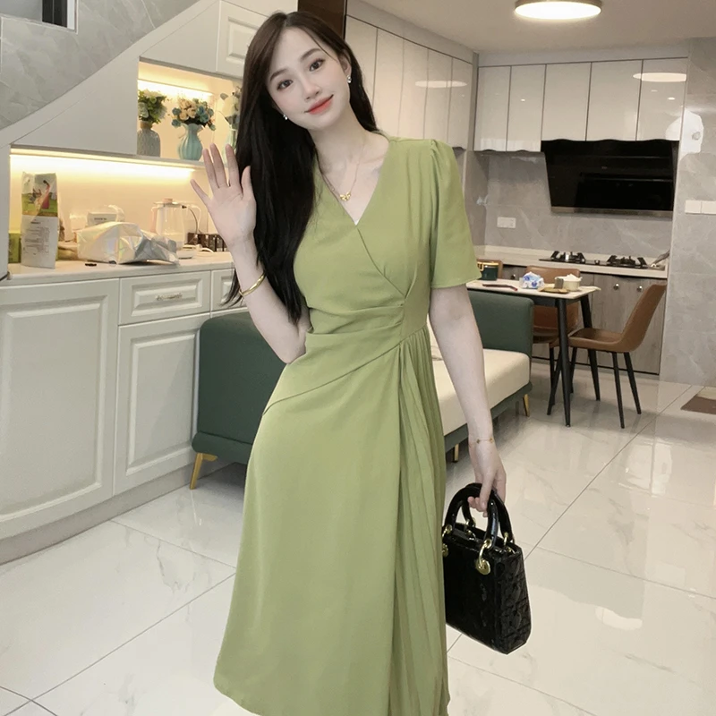【秀秀】2025夏季新款法式时髦收腰优雅淑女风连衣裙94751