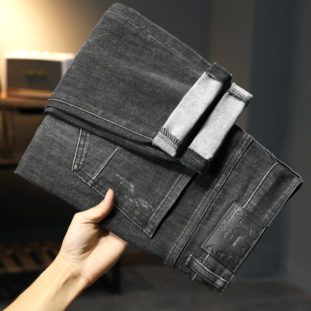 2024秋季新款牛仔裤男士直筒宽松弹力高档男生黑色牛仔裤子男款潮