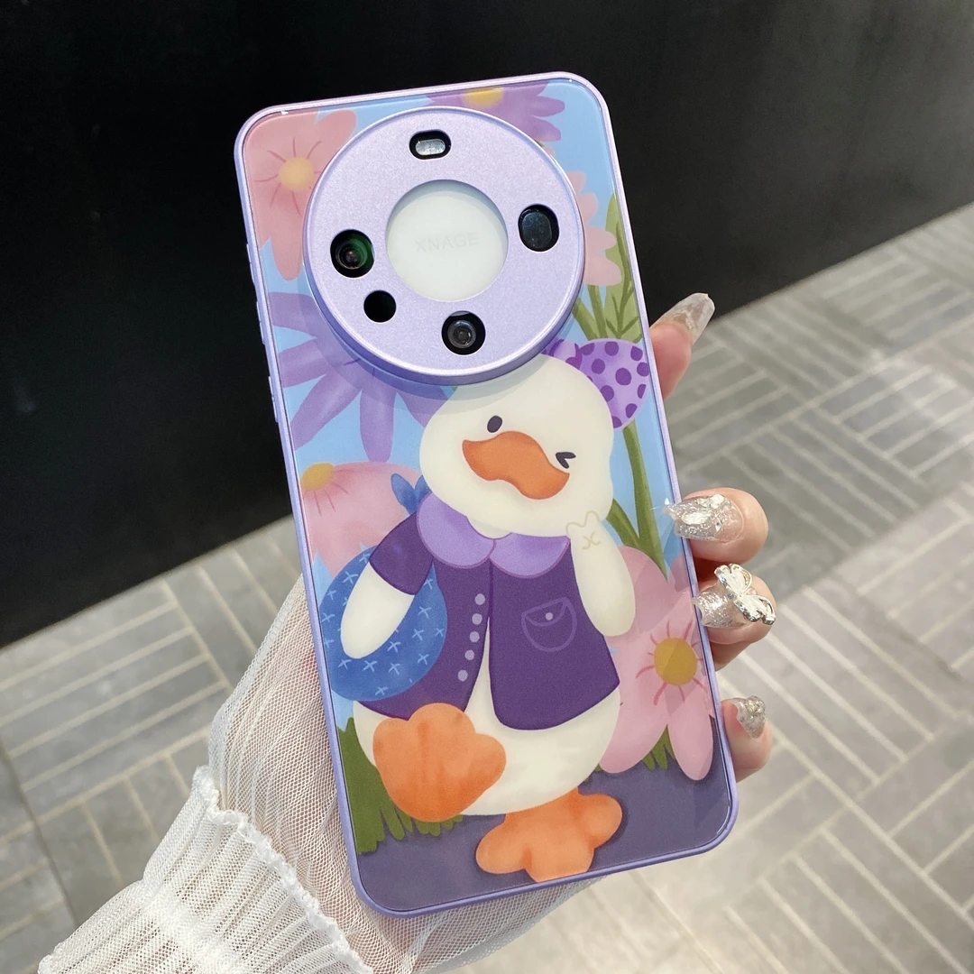 （华为mate60系列）可爱鸭适用mate60/60pro新款卡通玻璃防摔手机壳