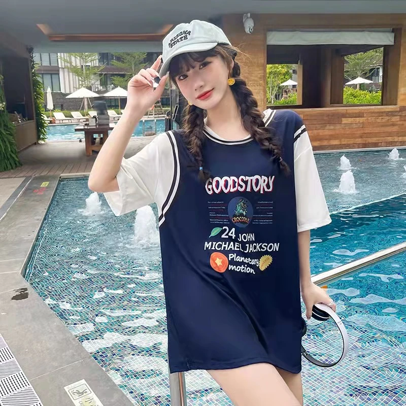 泳衣女运动三件套韩版舒适显瘦遮肉遮肚少女保守休闲泳装度假温泉
