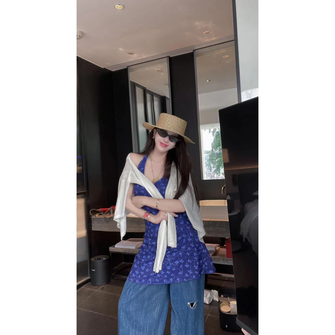 YEER·SHOP【露丝穿搭2.0】夏日新款设计感显瘦百搭蓝色连衣裙