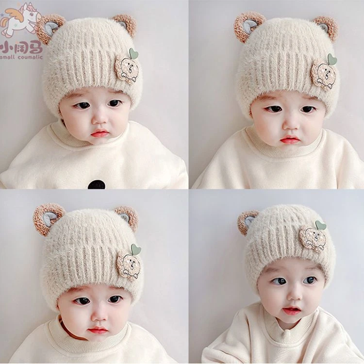宝宝帽子秋冬款小宝宝卡通可爱超萌针织帽婴儿帽冬季加厚防寒保暖