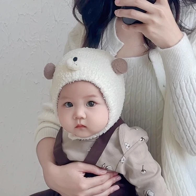 宝宝帽子秋冬季可爱超萌球球婴幼儿童套头帽韩版男女婴儿护耳帽潮