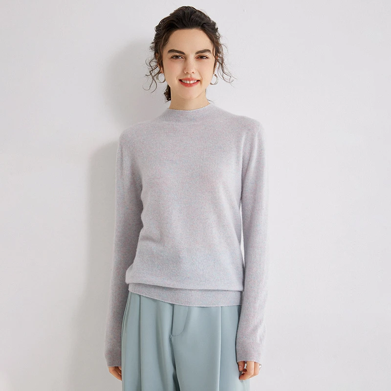 【金丝100分纯山羊绒】秋冬百搭半高领针织纯色打底衫保暖羊绒衫