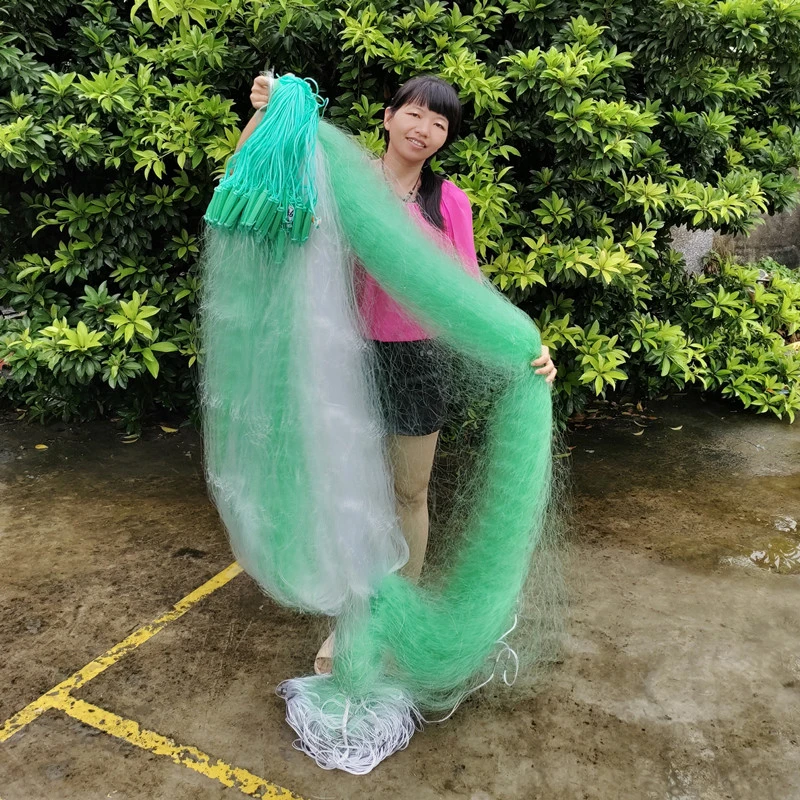 【强力绿丝】三层渔网粘网丝网捕鱼网沉网水库网鲫鱼网鲢鱼网