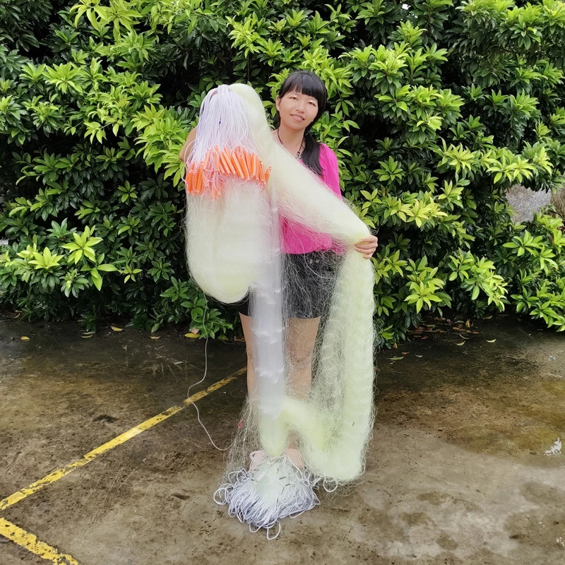 加粗黄丝加重铅坠三层渔网粘网丝网捕鱼网沉网水库网鲫鱼网鲢鱼网