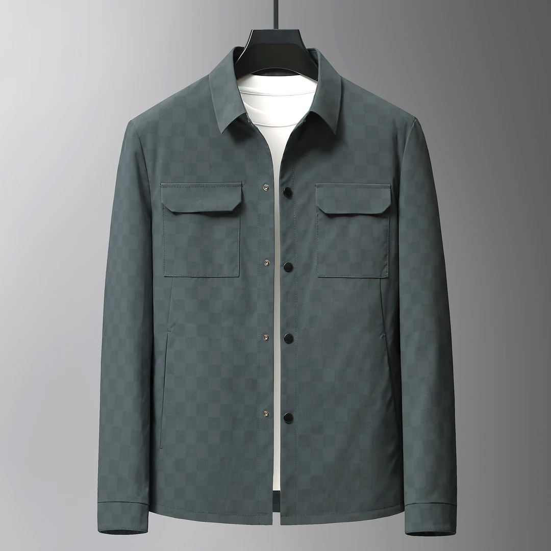 XIHU/喜虎男士百搭格子潮流翻领薄款休闲秋季夹克宽松外套A15930