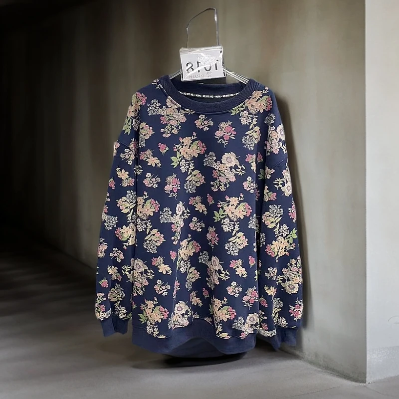 2025年秋冬百搭时尚大版显瘦大版花花卫衣-1018