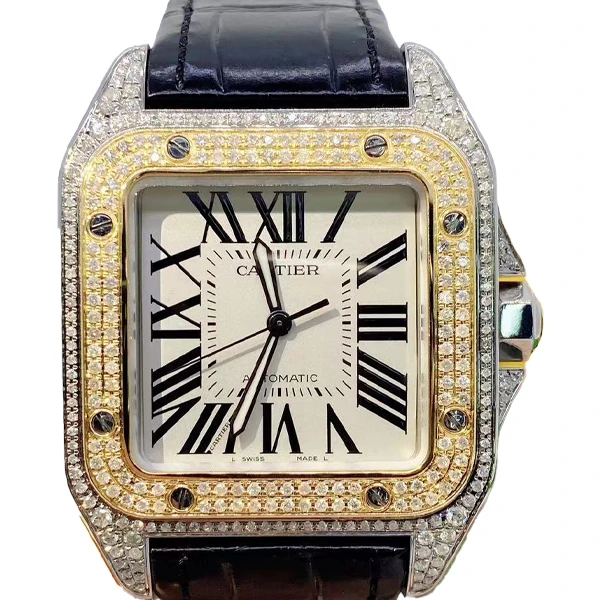 99新  老佛爷/卡地亚山度士后升级镶钻/自动机械/单表/51*41mm