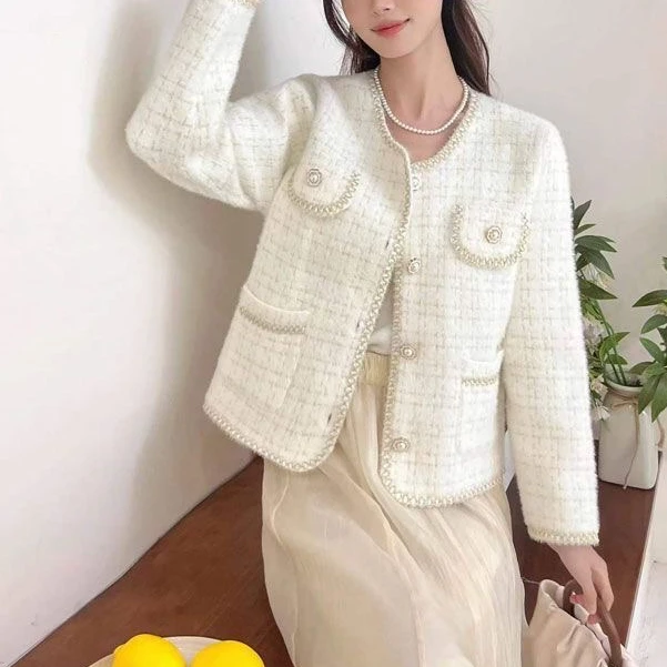 6661-法式高级感小香风外套女百搭圆领长袖针织开衫-繁花似锦3