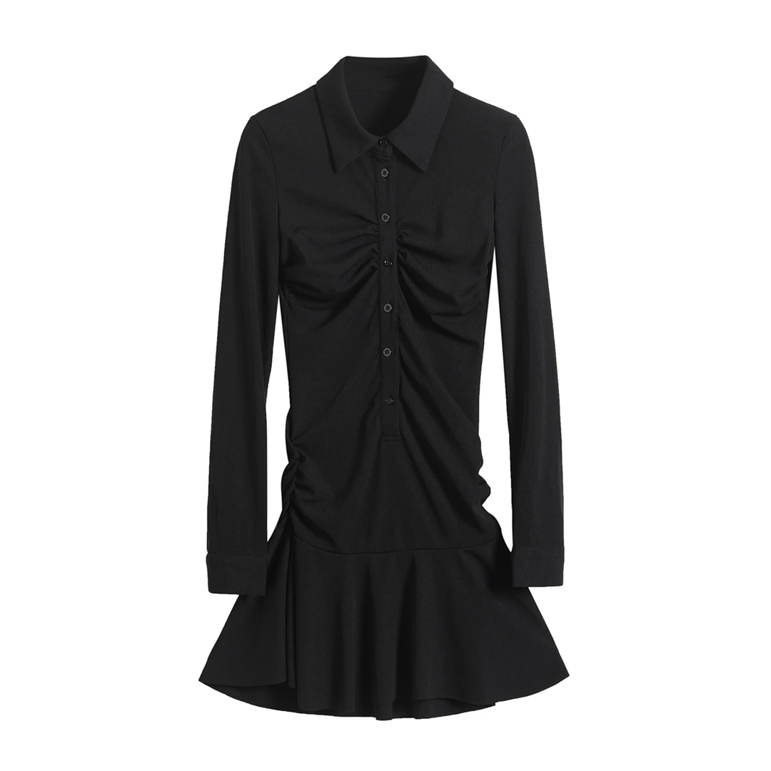 辣妹装紧身连衣裙衬衫女欧美风裙子短裙收腰显瘦黑色气质小众法式