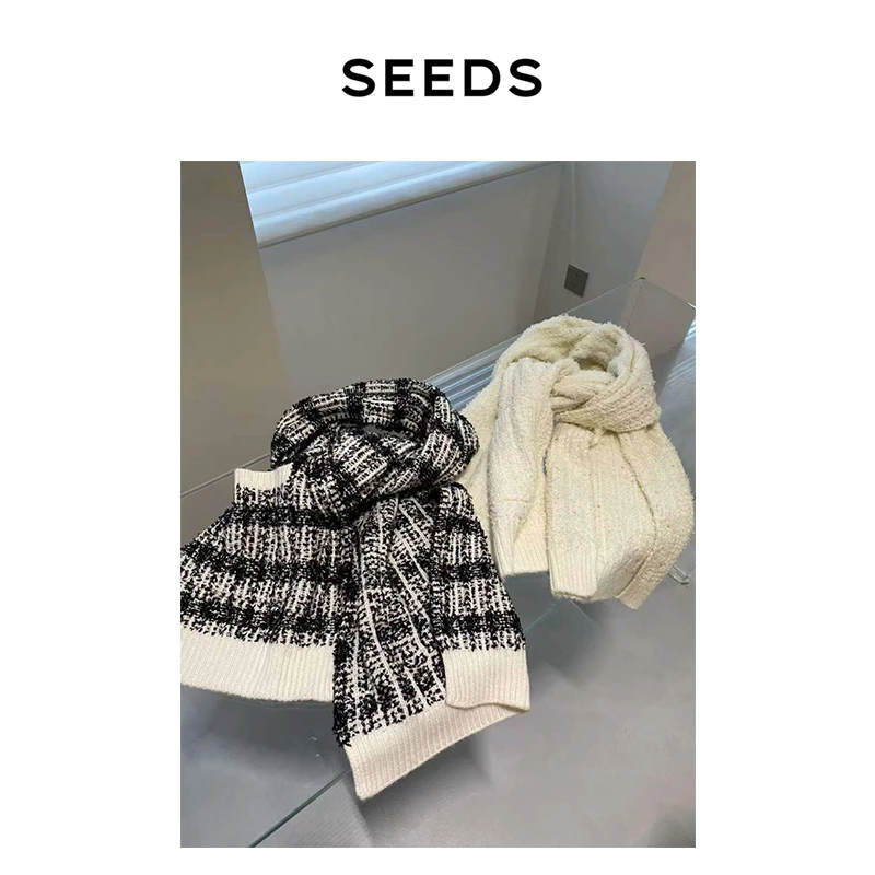 【心动香风】SEEDS STUDIO 小香风进口花式纱冷帽+大围巾 O920806