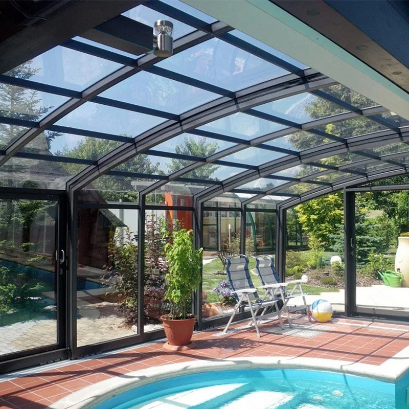 可移动阳光房伸缩折叠推拉活动钢化玻璃天井智能电动定制