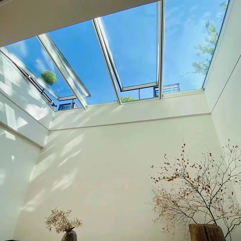 电动平移天窗铝合金屋顶阳光房平面阁楼地下采光天井智能平移天窗