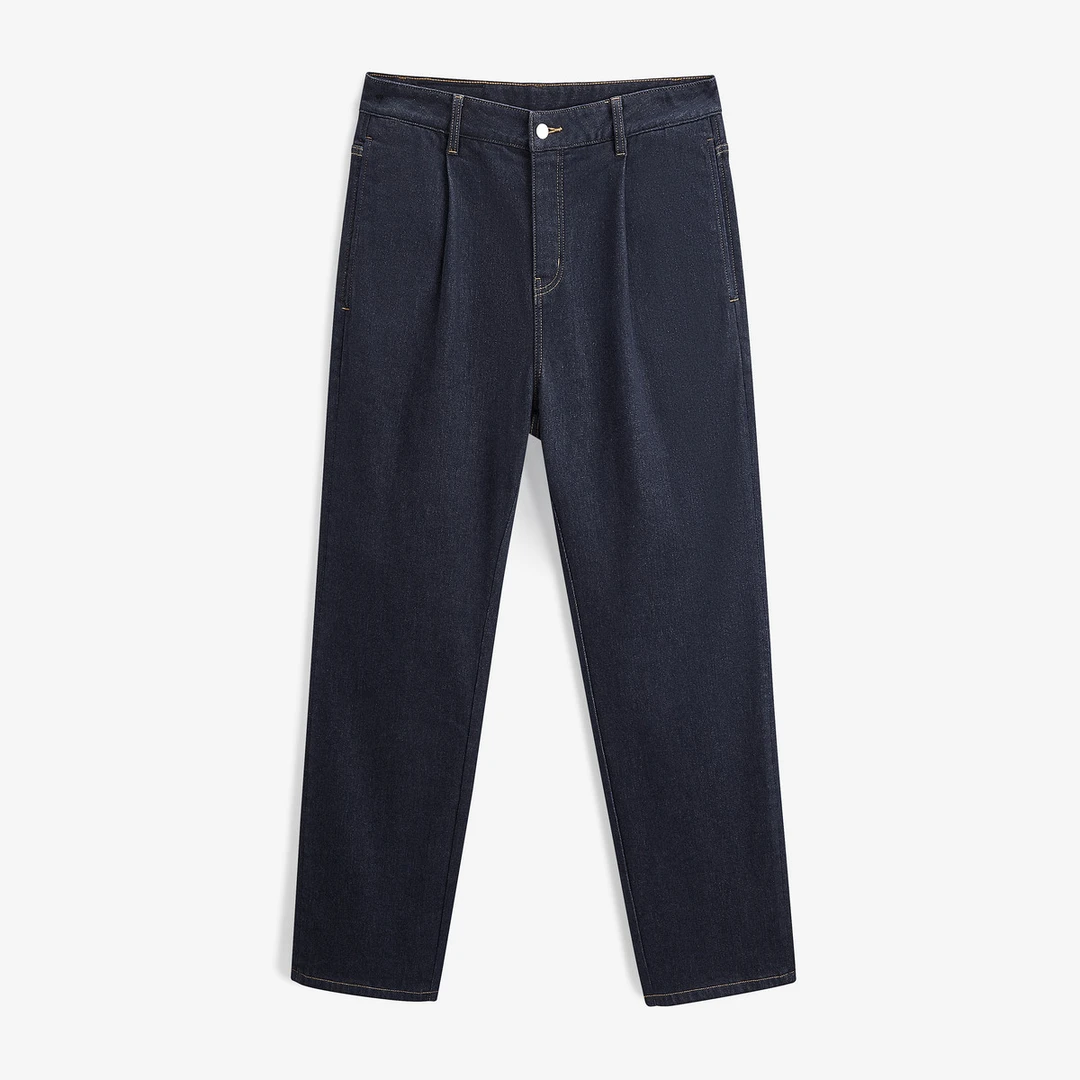 冬季简约休闲宽松水洗原色保暖内里牛仔长裤男牛仔裤#GEX10528884