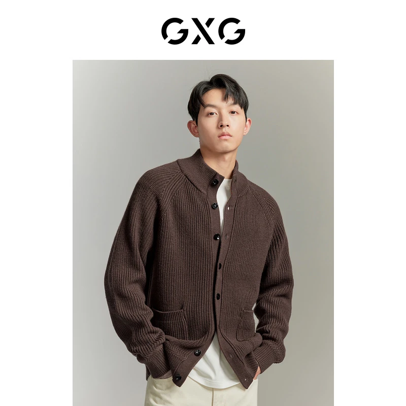 双色简约基础针织衫男士毛衣开衫外套男23年冬季#GED13025483