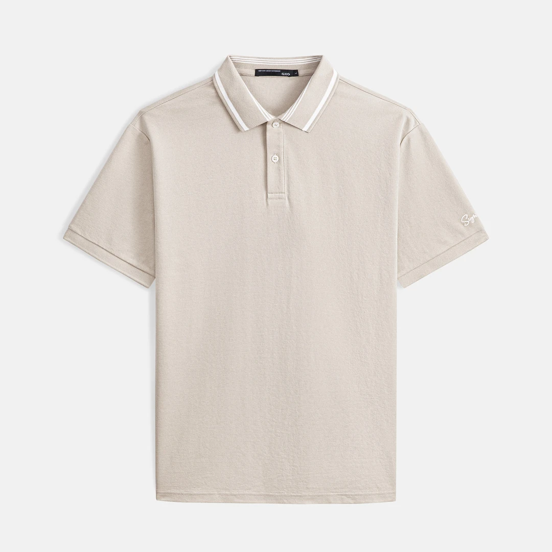 GXG零压POLO夏季简约撞色刺绣休闲翻领男短袖#G24D242045