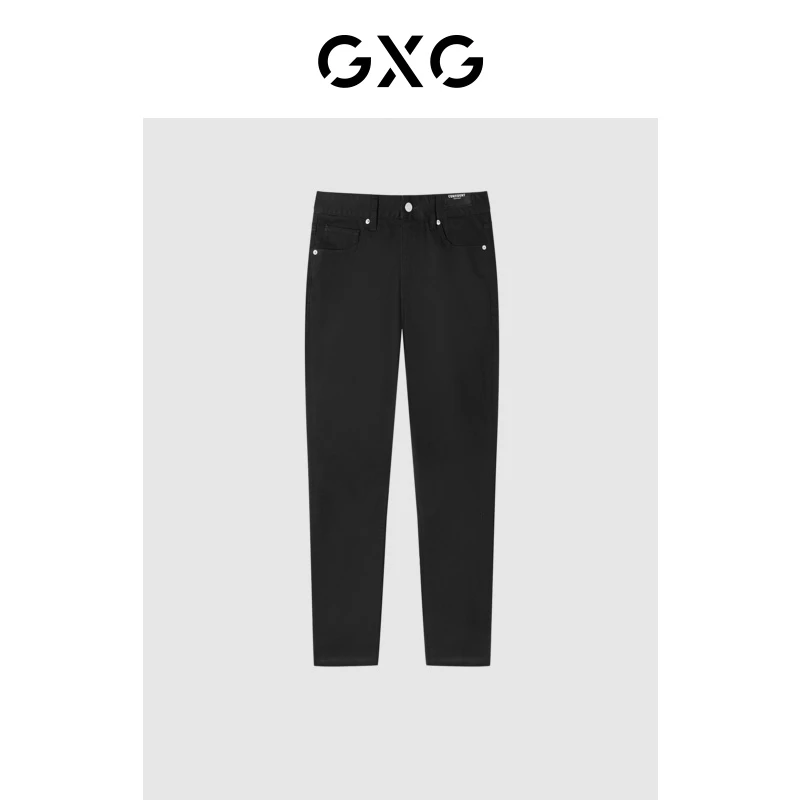 GXG男装夏季修身型黑色牛仔裤简约小脚休闲长裤时尚#GD1050509C