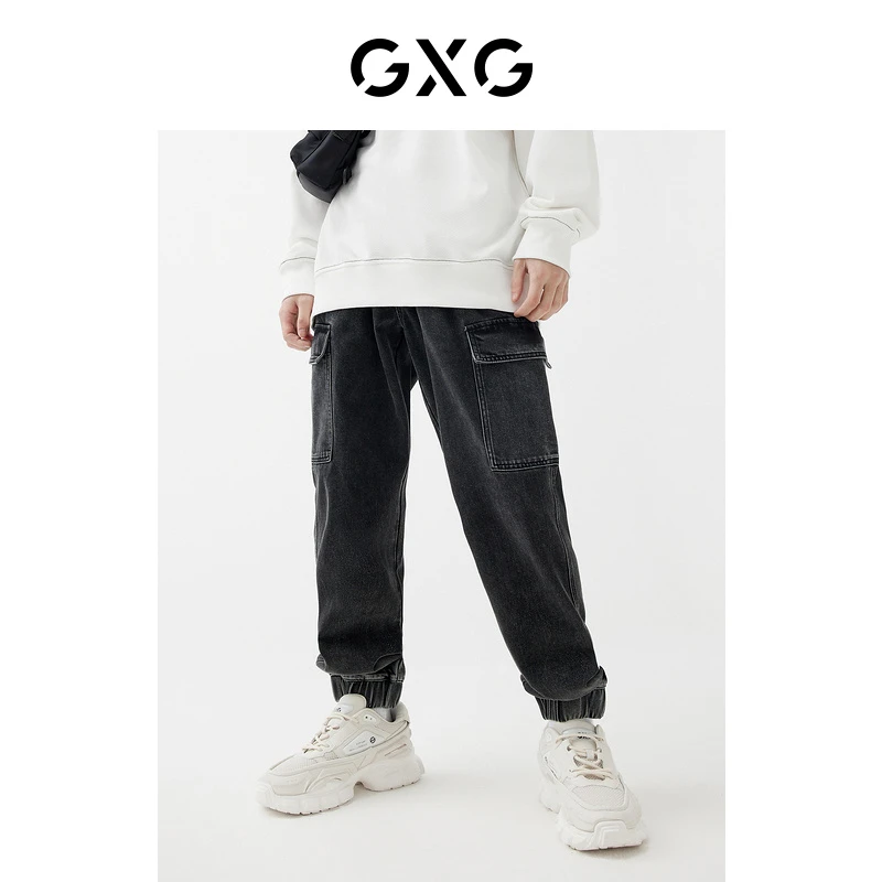 GXG男装春季休闲水洗裤子潮流复古百搭男士灰牛仔裤#GD1050019L