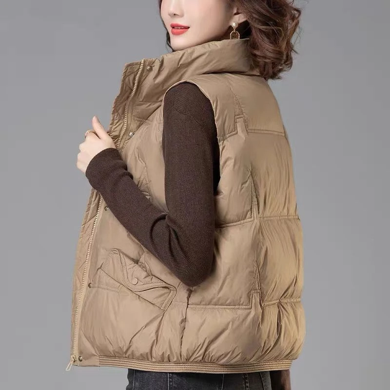 白鸭绒羽绒马甲女外穿短款2023新款秋冬时尚宽松百搭马夹背心外套