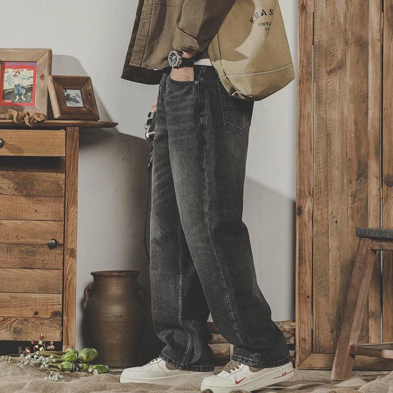 PALY美式高街大码牛仔裤男直筒宽松复古潮牌阔腿长裤男生裤子潮流