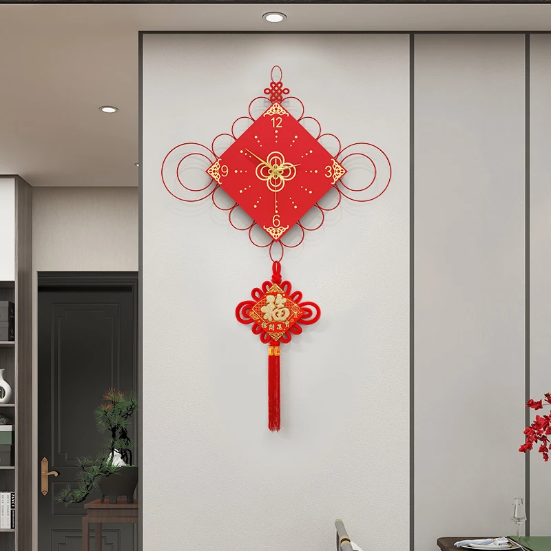 【金蕾工艺】新年贺岁款岁岁平安客厅静音中国风家用挂墙装饰挂钟