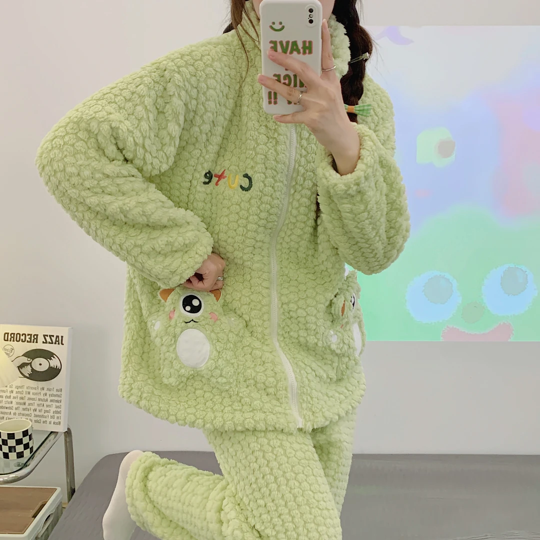 【法兰绒升级版】月子服秋冬哺乳睡衣加绒孕妇加厚喂奶外穿保暖12月