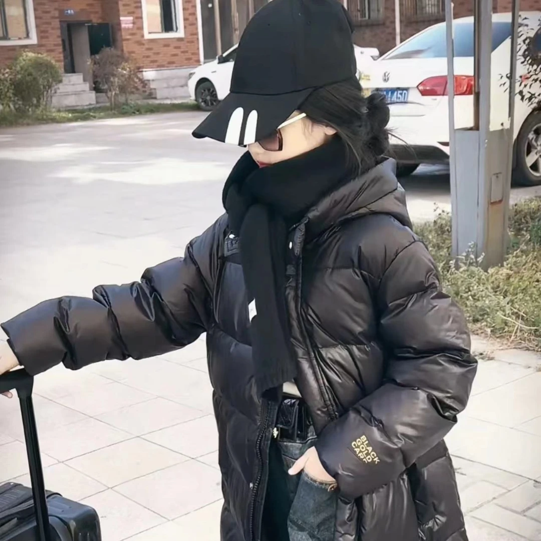 女童冬季羽绒服新款韩版女孩中长版过膝连帽儿童洋派白鸭绒外套潮