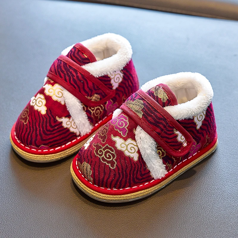 儿童手工棉鞋祥云中式1-5一周岁2鞋子加厚保暖鞋宝宝棉花冬季M317