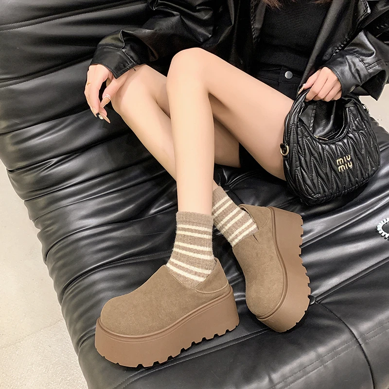 秋冬季复古英伦风厚底增高博肯鞋2024新款一脚蹬时尚休闲百搭单鞋