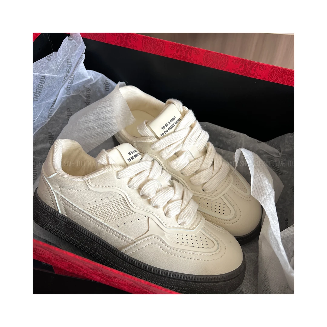 乌云午后!!  林阿一复古百搭小众拼接皮面休闲德训鞋女生平底板鞋