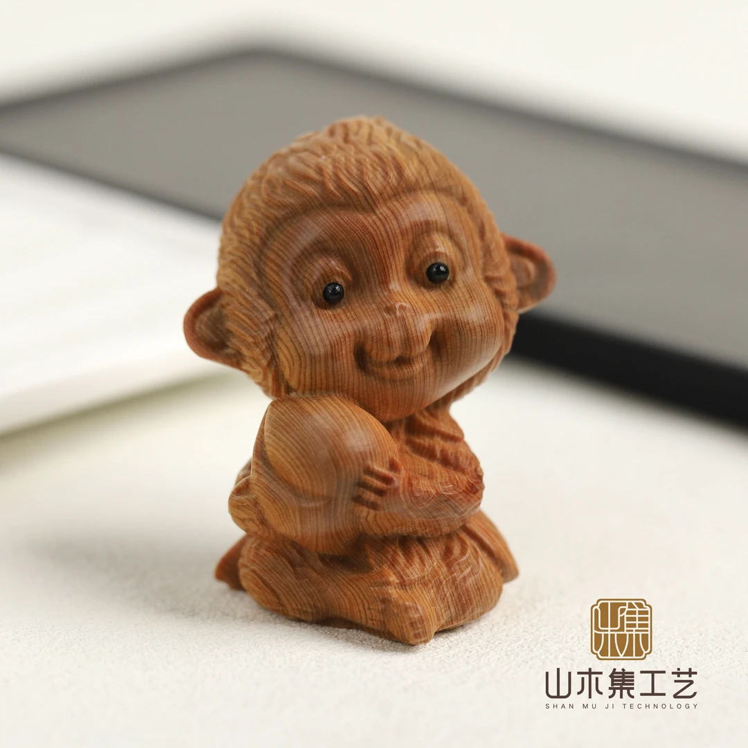 一瓣心香 崖柏可爱猴生肖摆件（成品木串）