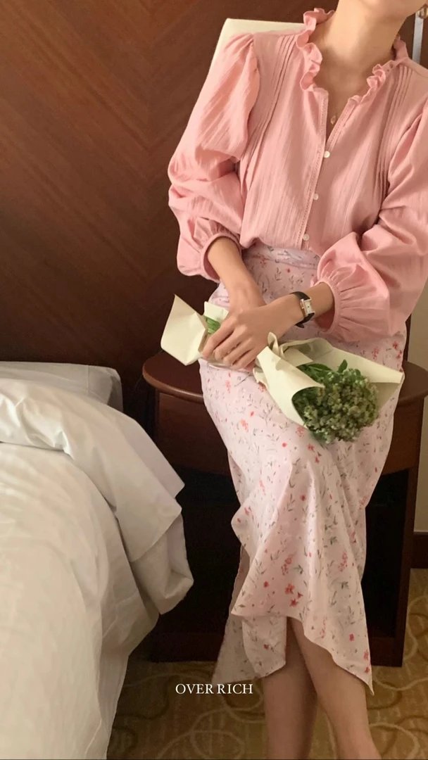 【粉风】周年庆！韩国东大门over rich蕾丝拼接衬衫