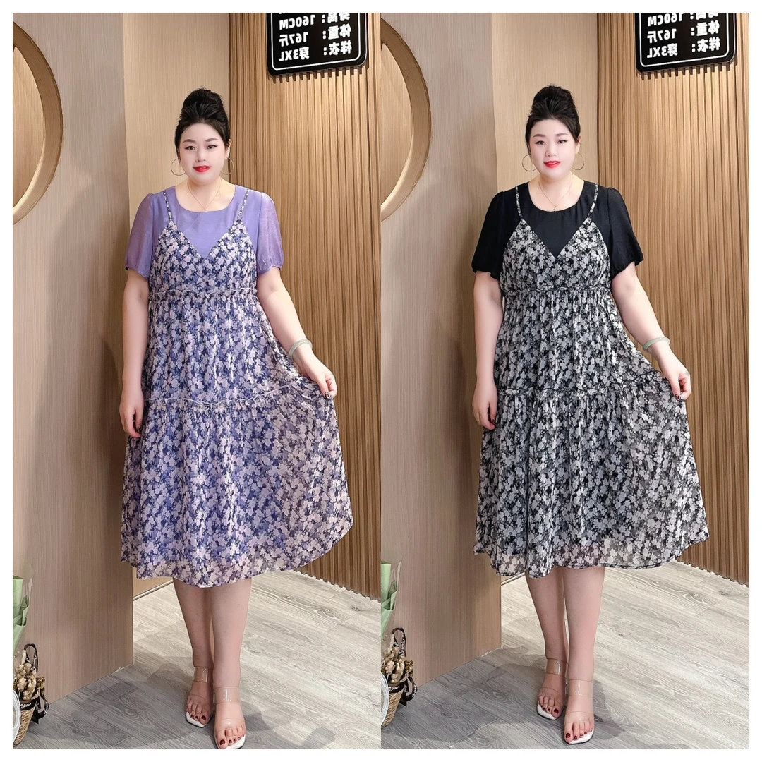 【梅姐定制】MJ9004时尚休闲假两件大码连衣裙