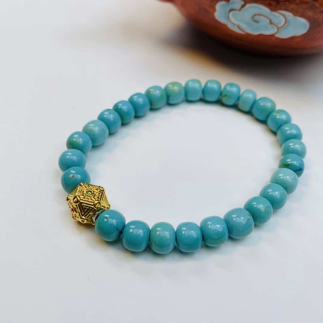 【珺笙珠宝】绿松石搭配18K老型手串S3000210051081