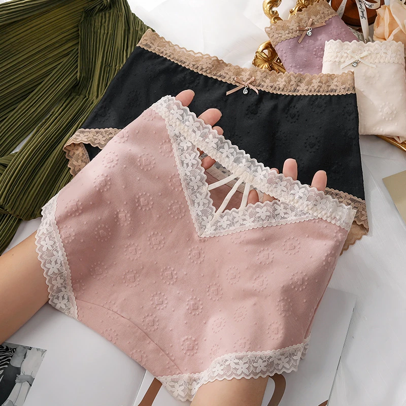 小香风内裤女100棉镂空加大码200斤性感收腹提臀2024新款收小肚子