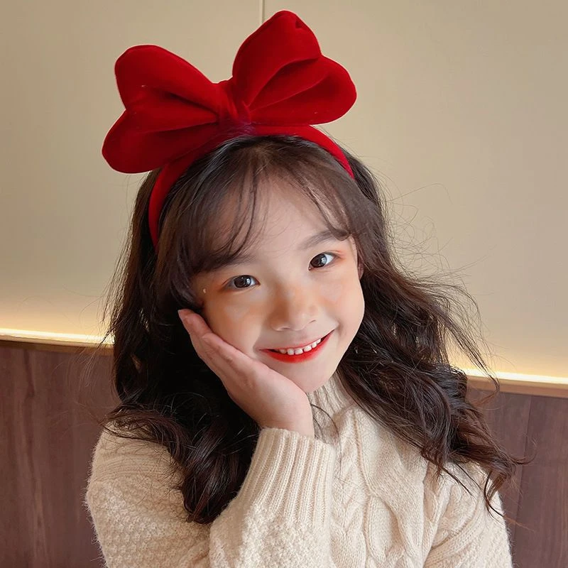 女童公主丝绒红色蝴蝶结韩版圣诞头箍发饰发卡成人儿童圣诞节头饰