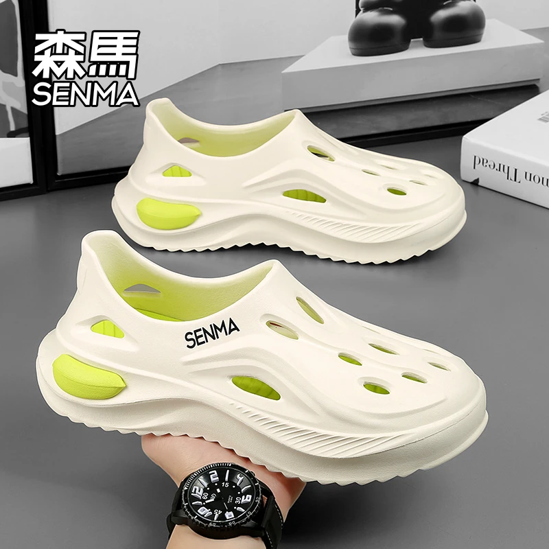 森马2024新款厚底防滑透气开车洞洞鞋男夏季外穿休闲运动沙滩凉鞋