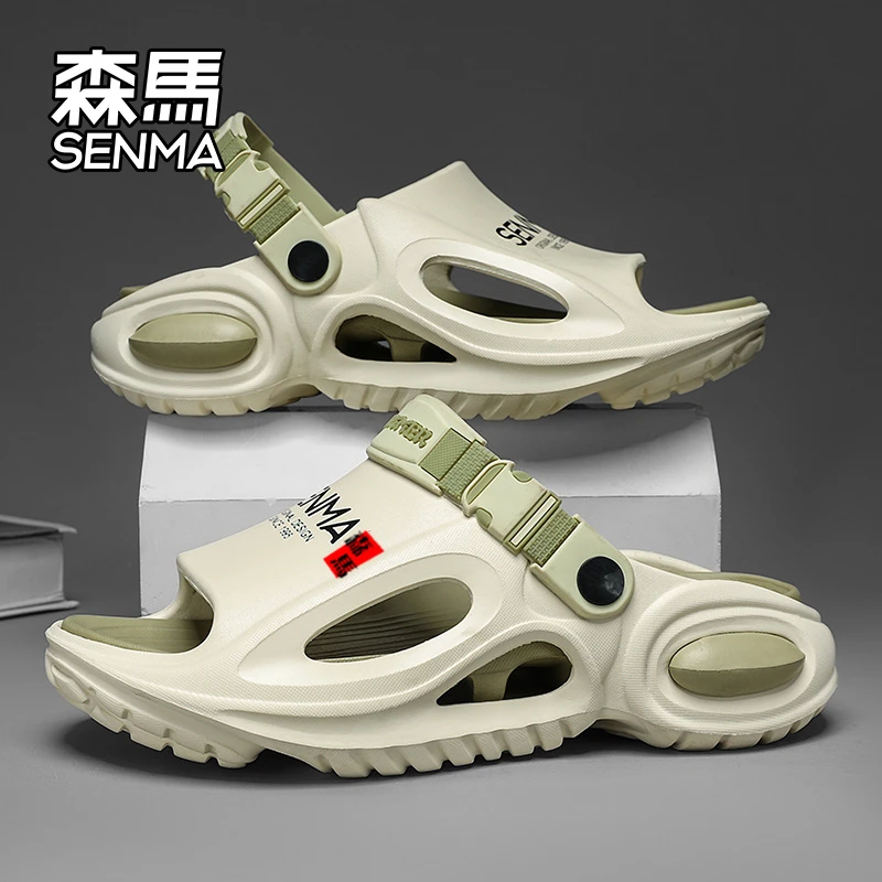 SENMA/森马夏季新款小众设计男士户外海边休闲运动厚底防滑凉拖鞋